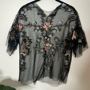 Zara Tulle Floral Blouse